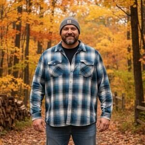 Carhartt 2XL Tall Shirt Men’s Relaxed Fit Plaid Blue Button Cabincore Trail XXL